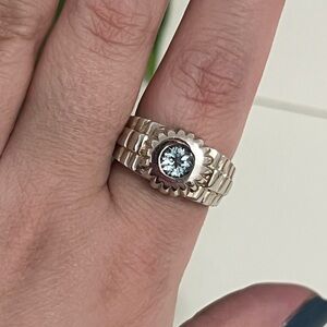 NEW Vintage Sterling Silver Aquamarine Statement Ring, Size 9, 925